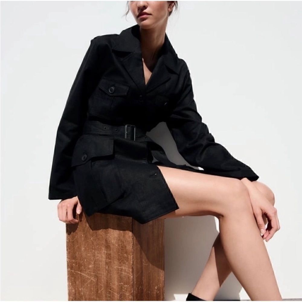 NWT Zara Linen Blend Belted Jacket, Size XS - Picture 2 of 16
